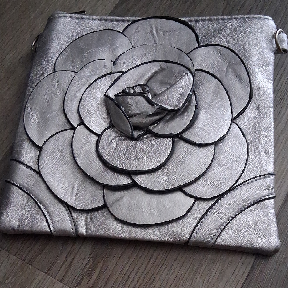 Elegant Silver Floral Women's Bag